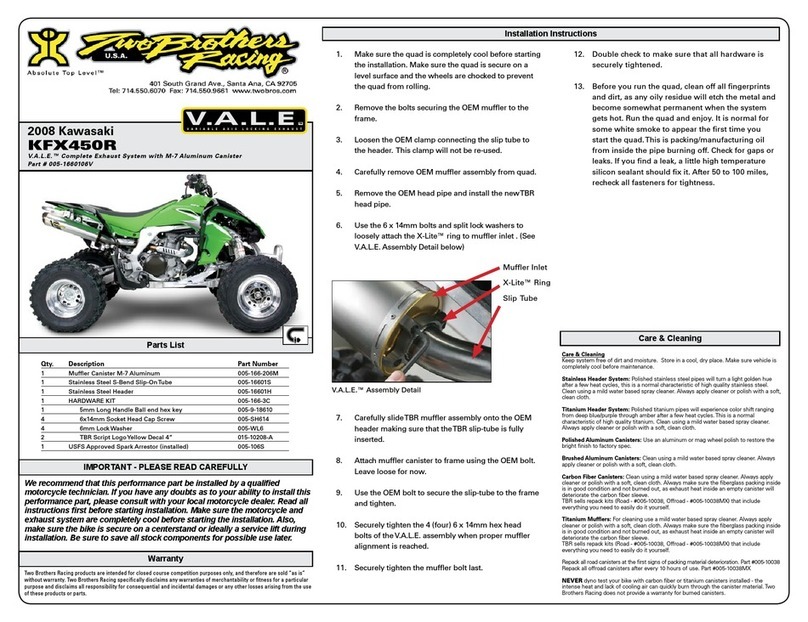 Two Brothers Racing 005-1660106V installation instructions