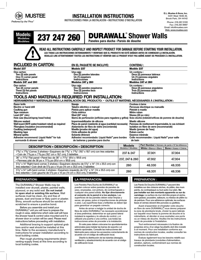 Mustee DURAWALL 237 installation instructions Mustee DURAWALL 237 installation instructions