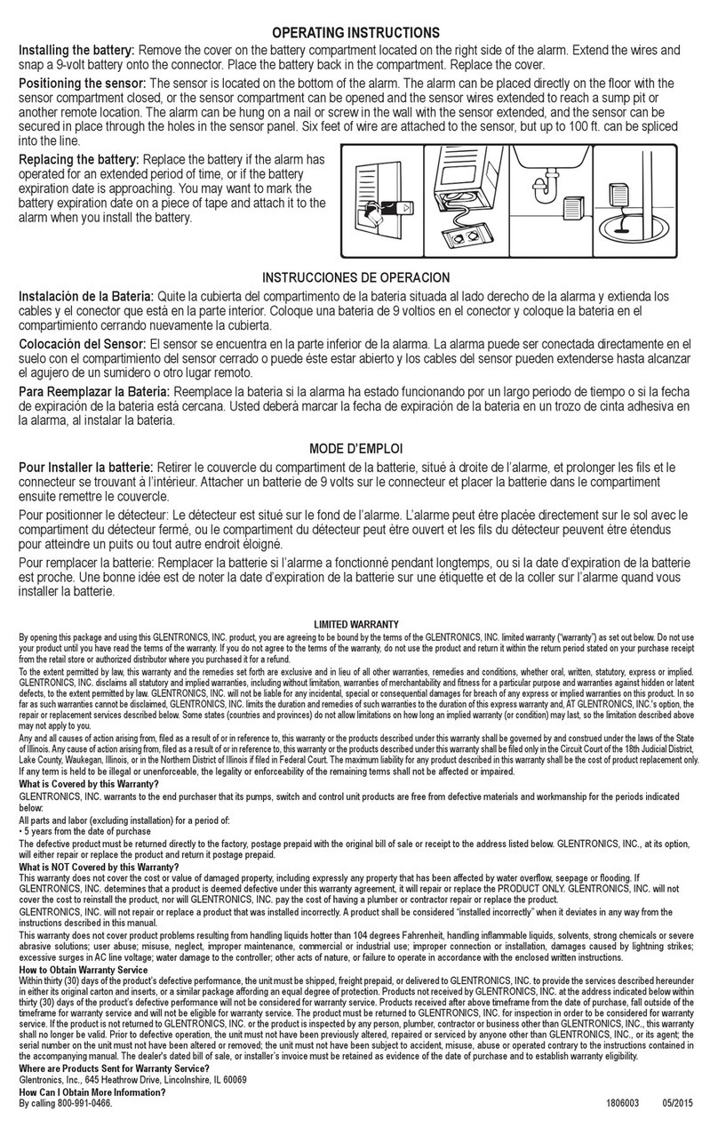 Glentronics BWD-HWA User manual