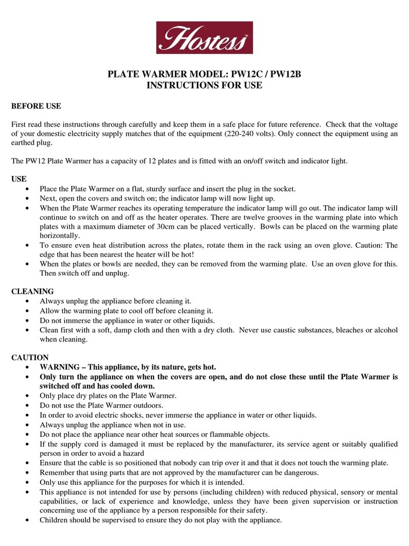 Hostess PW12C Instructions for use