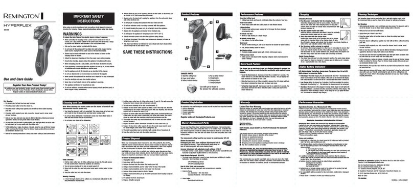 Remington XR1370 Use and care guide
