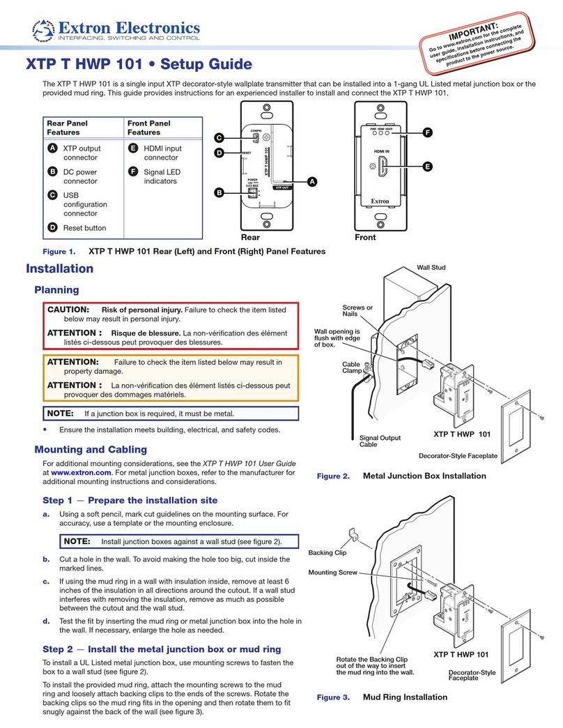 Extron electronics XTP T HWP 101 User manual