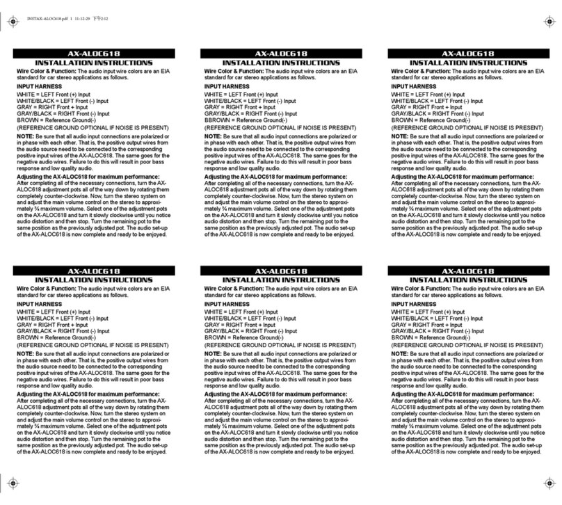 Axxess AX-ALOC618 User manual Axxess AX-ALOC618 User manual