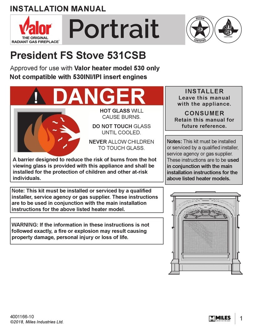 Valor Portrait President FS Stove 531CSB installation manual
