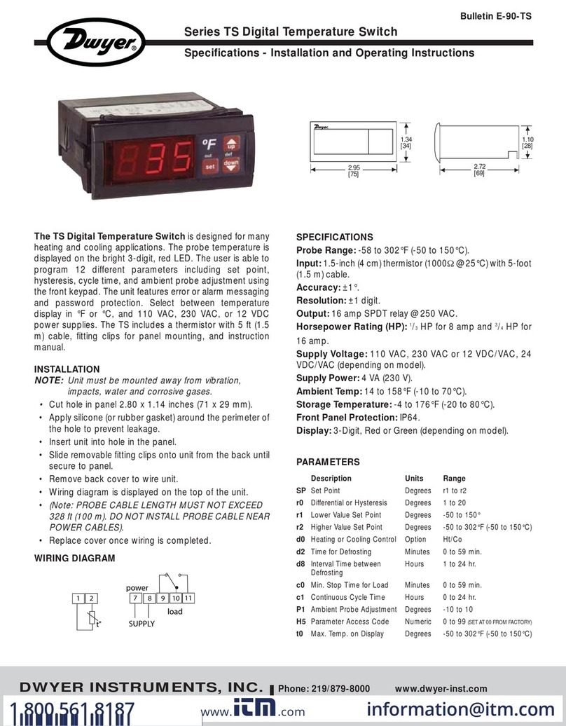Dwyer Instruments TS-13011 Installation and operating instructions