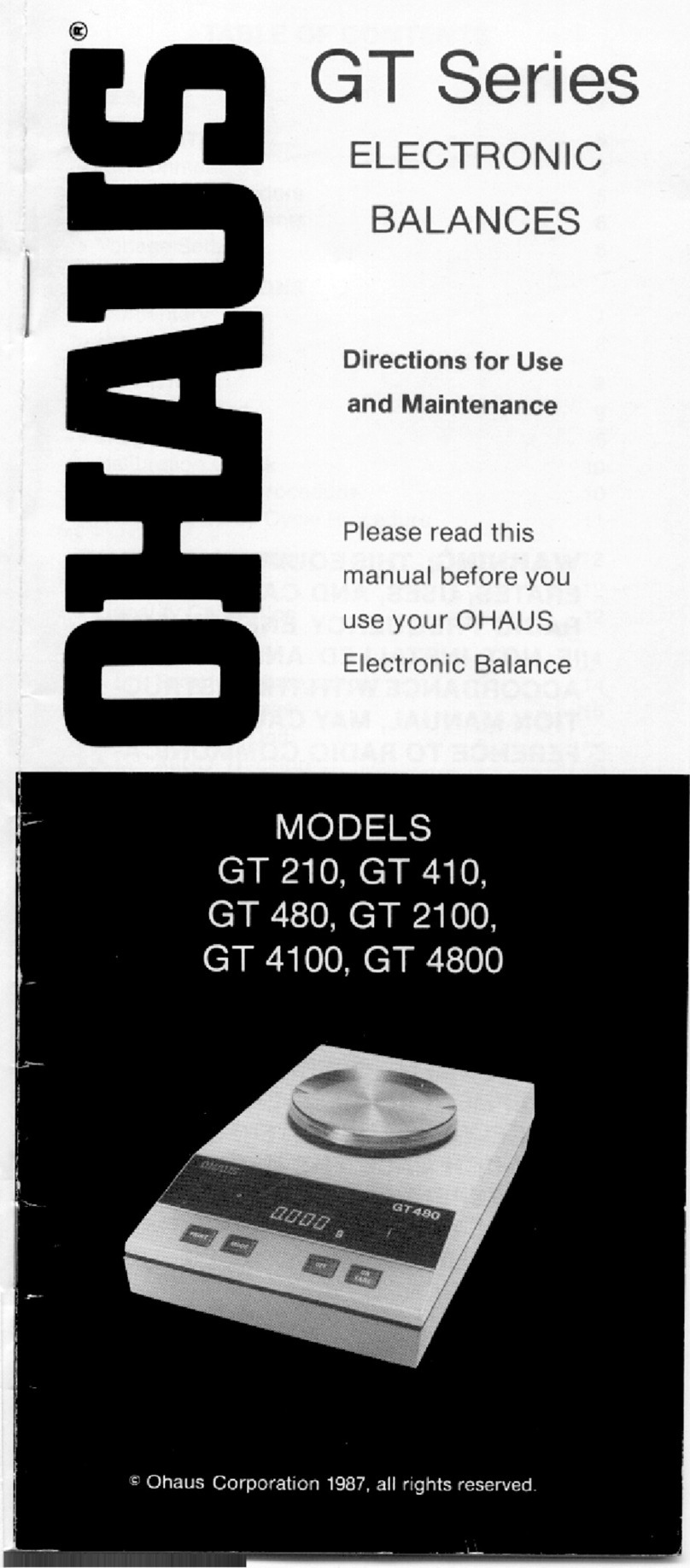 OHAUS GT 210 Manual