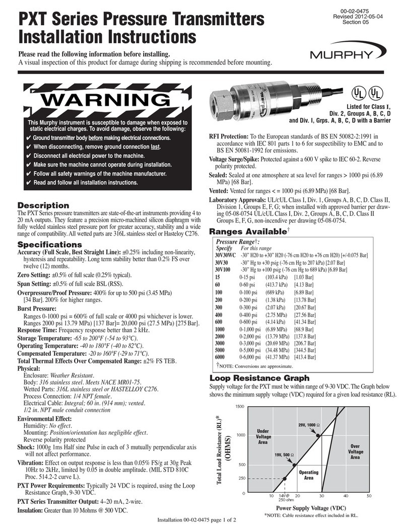 Murphy PXT Series installation instructions