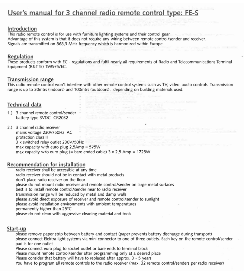 ELEKTRA FE-S user manual