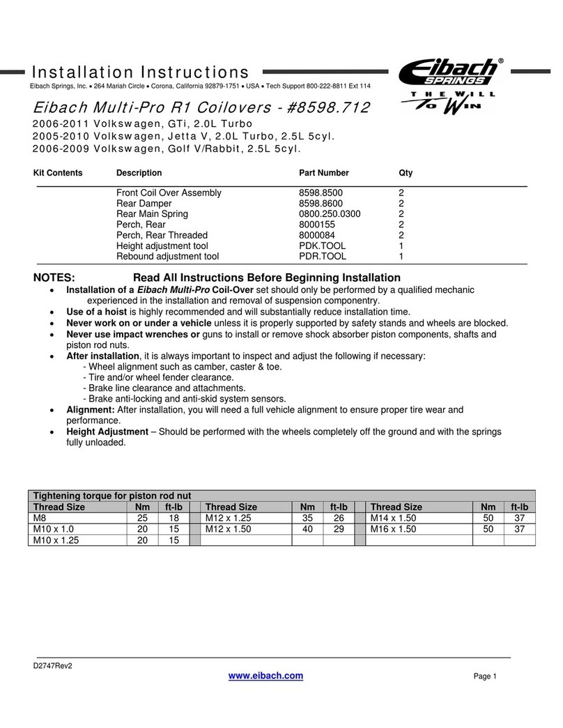 Eibach Multi-Pro R1 User manual