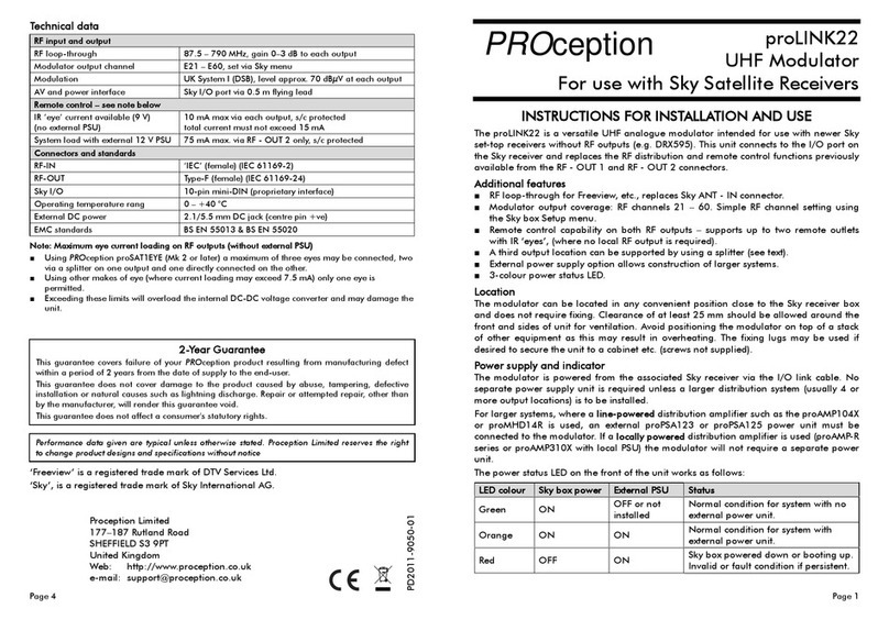 PROception proLINK22 Instructions for installation and use