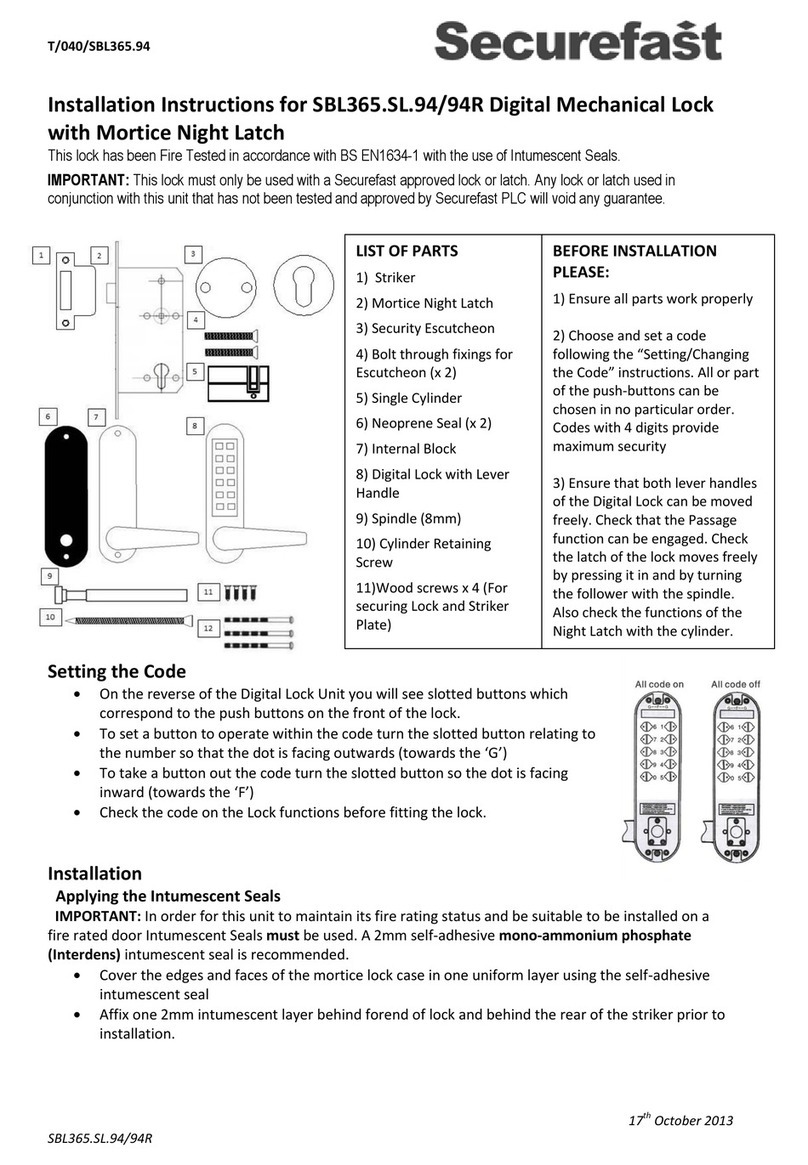 Securefast SBL365.SL.94 installation instructions