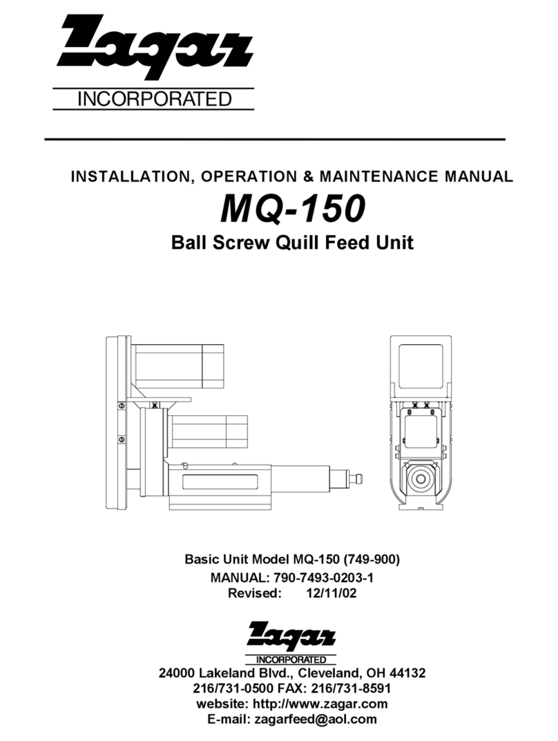 Zagar Incorporated MQ-150 Installation, operation & maintenance manual