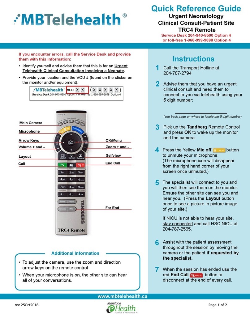 MBTelehealth TRC4 Remote Quick reference guide