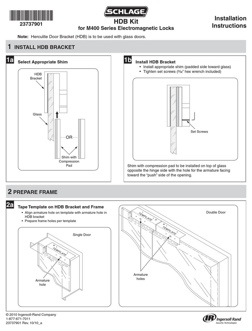 Schlage HDB Installation instructions manual