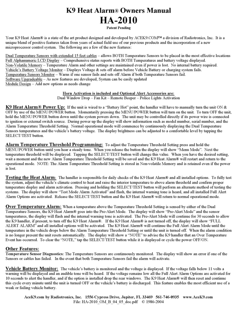 ACEK9.COM K9 Heat Alarm HA-2010 User manual
