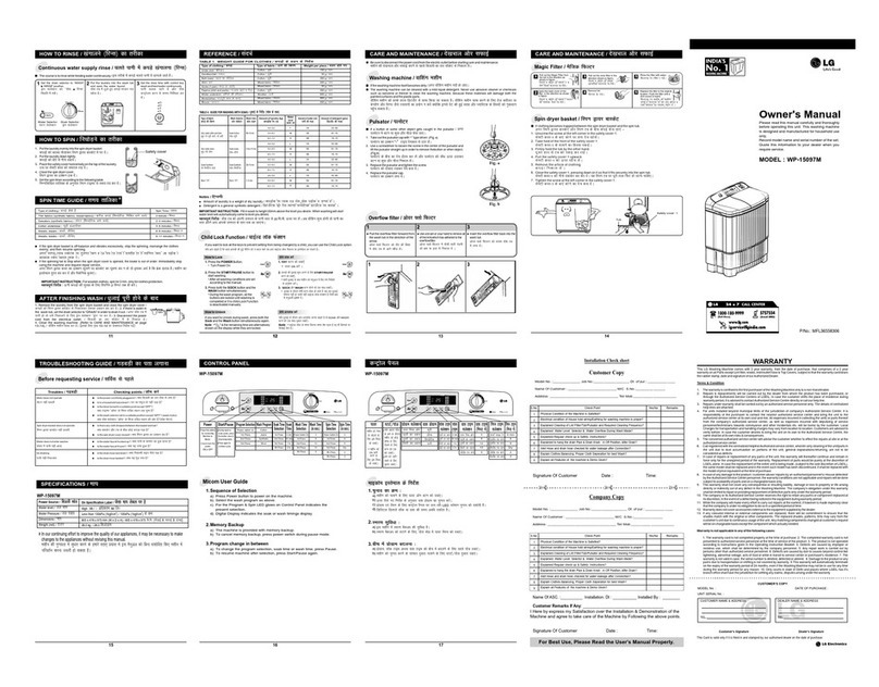 LG WP-15097M User manual