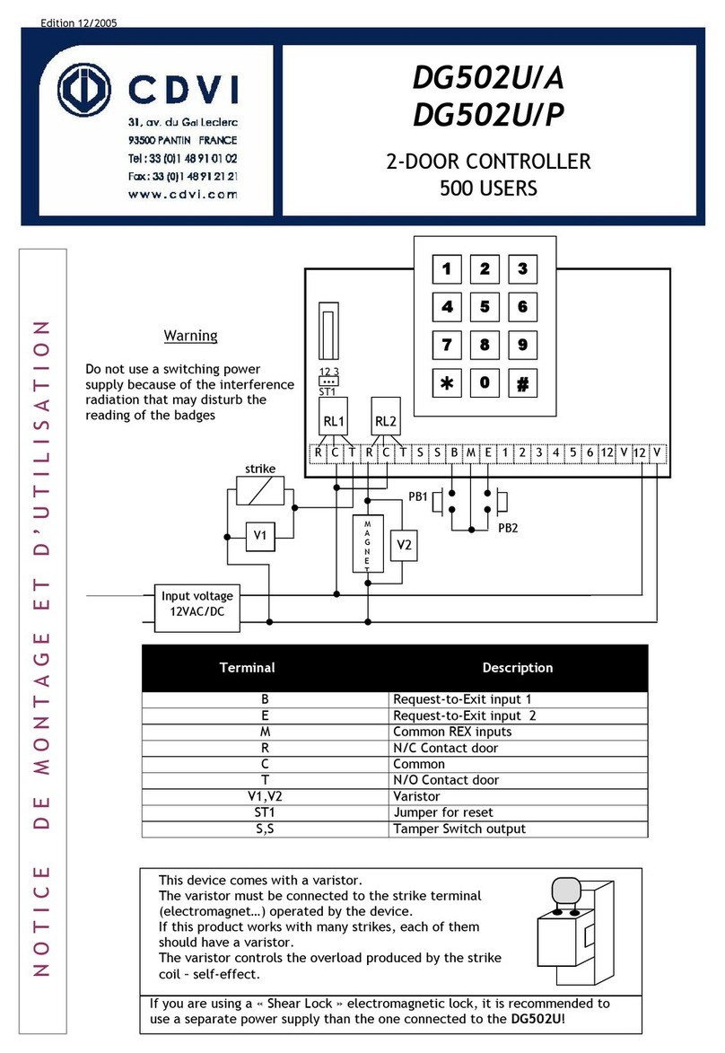 CDVI DG502U/A manual