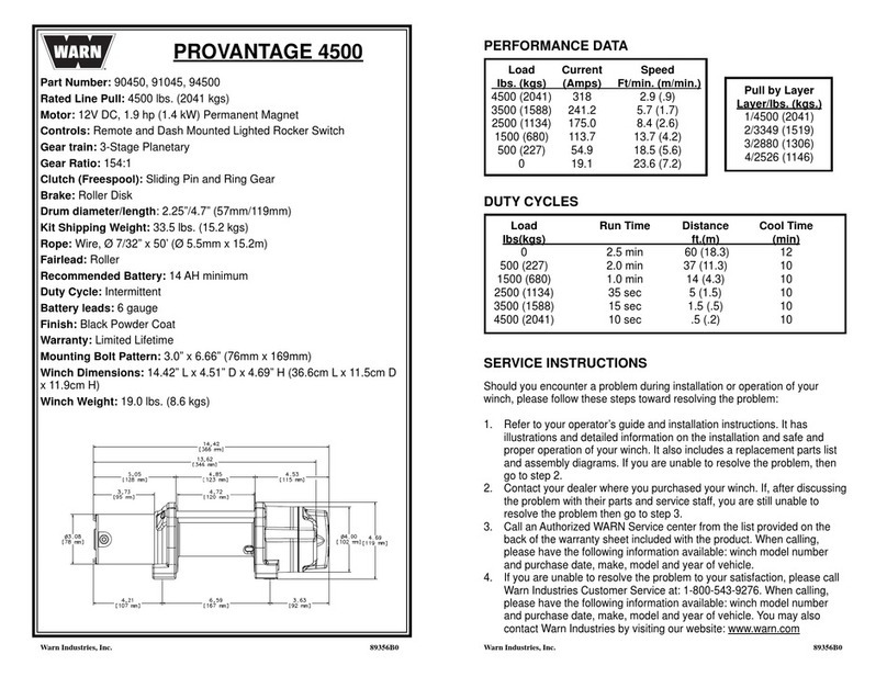 Warn PROVANTAGE 4500 Service instructions