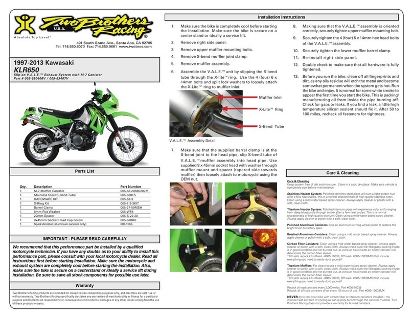 Two Brothers Racing 005-630406V installation instructions