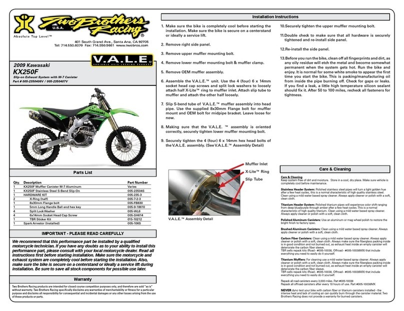Two Brothers Racing 005-2350406V installation instructions
