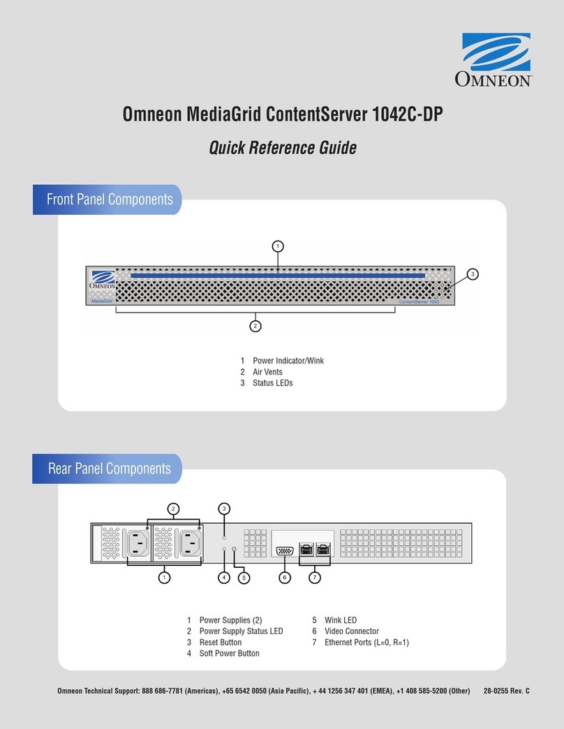Omneon MediaGrid ContentServer 1042C-DP Quick reference guide