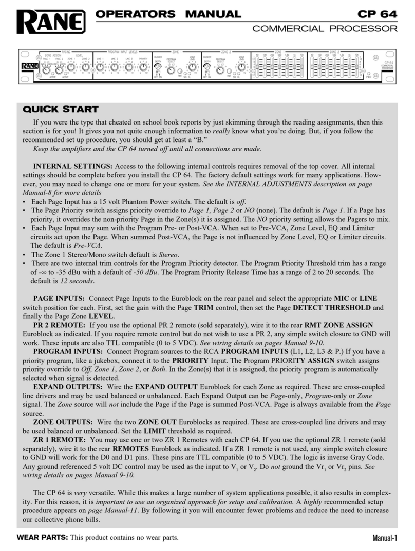 Rane CP 64 Operator's manual