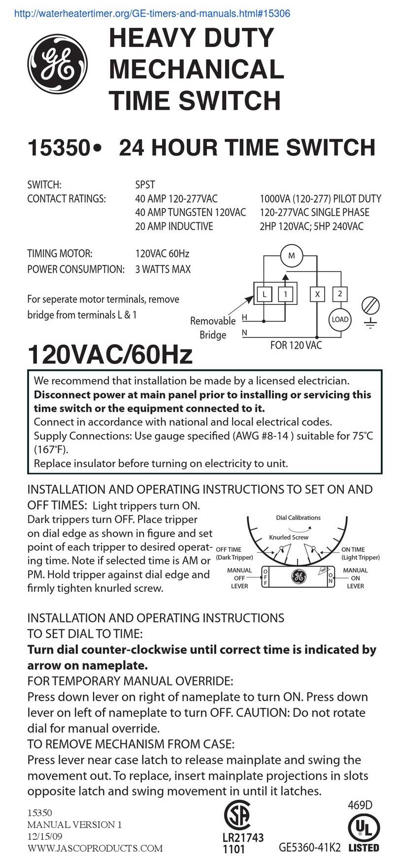 GE 15350 operating instructions