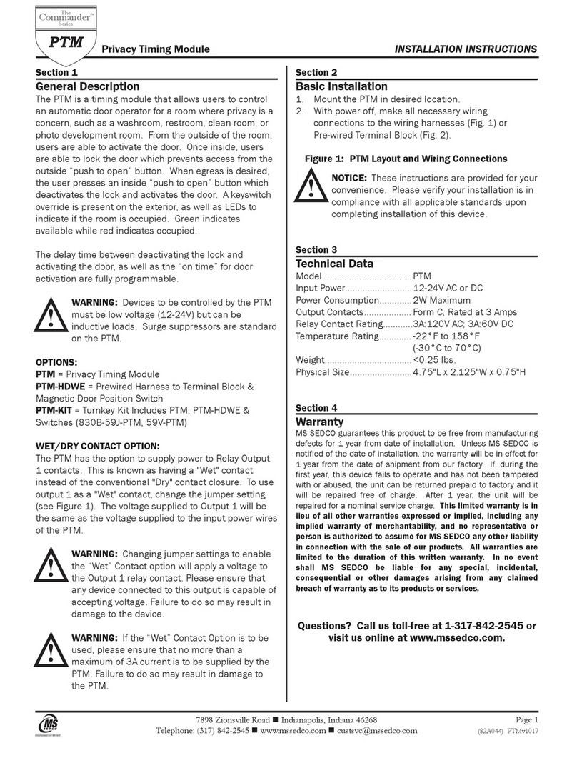 MS Sedco Commander Series Installation instructions manual