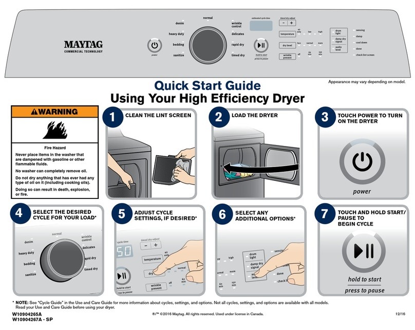 Maytag YMEDB765FC quick start guide