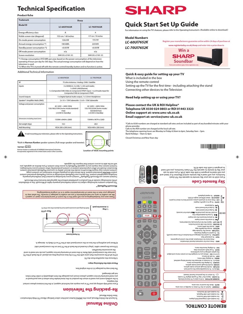 Sharp LC-60UI7652K Technical manual