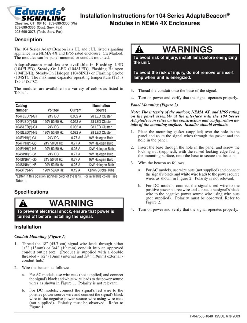 Edwards Signaling AdaptaBeacon 104 Series Service manual