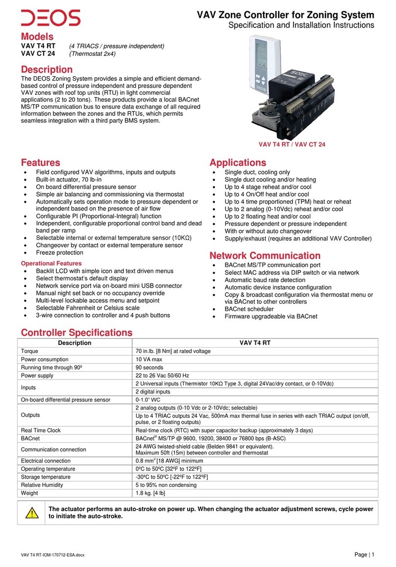 DEOS VAV T4 RT User manual