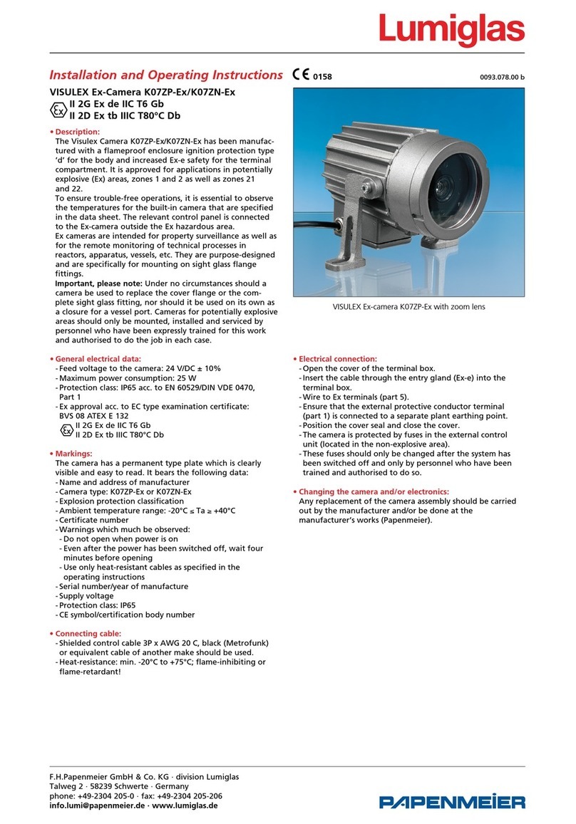Lumiglas Visulex K07ZP-Ex Installation and operating instruction manual Lumiglas Visulex K07ZP-Ex Installation and operating instruction manual