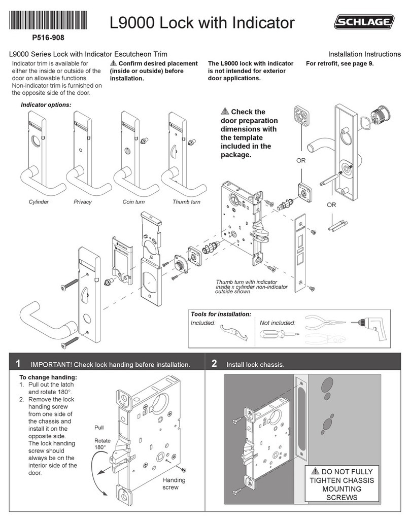 Schlage L9000 Series installation instructions