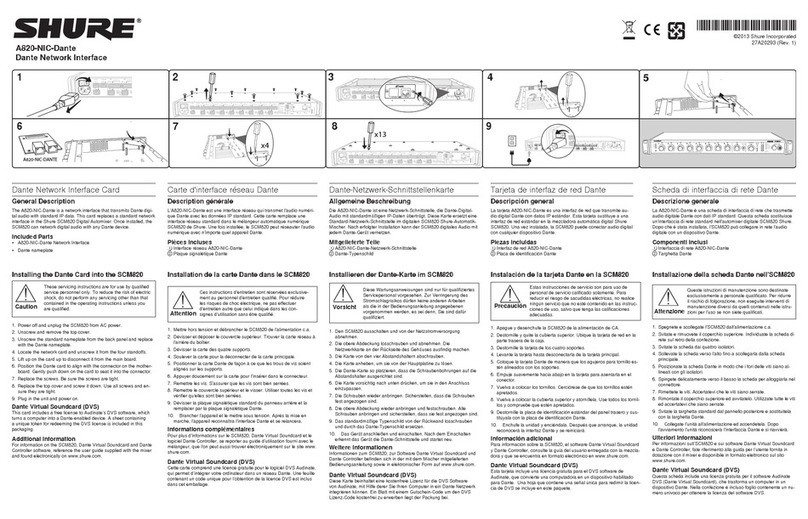 Shure A820-NIC-Dante manual