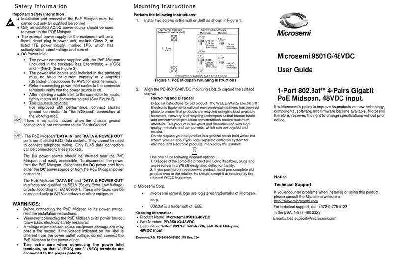 Microsemi 9501G/48VDC User manual