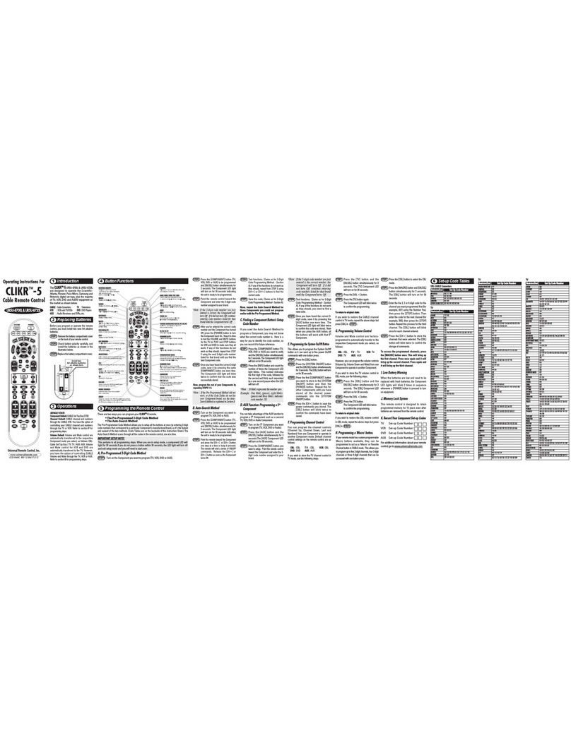 Universal Remote Control CLIKR-5 UR5U-8500 operating instructions Universal Remote Control CLIKR-5 UR5U-8500 operating instructions