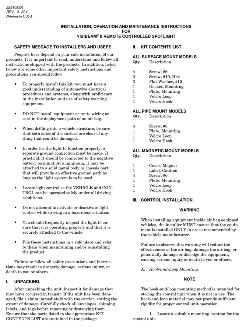 Federal Signal Corporation VISIBEAM II Installation, operation and maintenance instructions