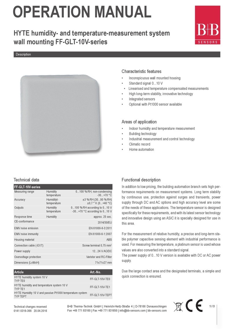 B+B Sensors FF-GLT-10V-TE0 User manual