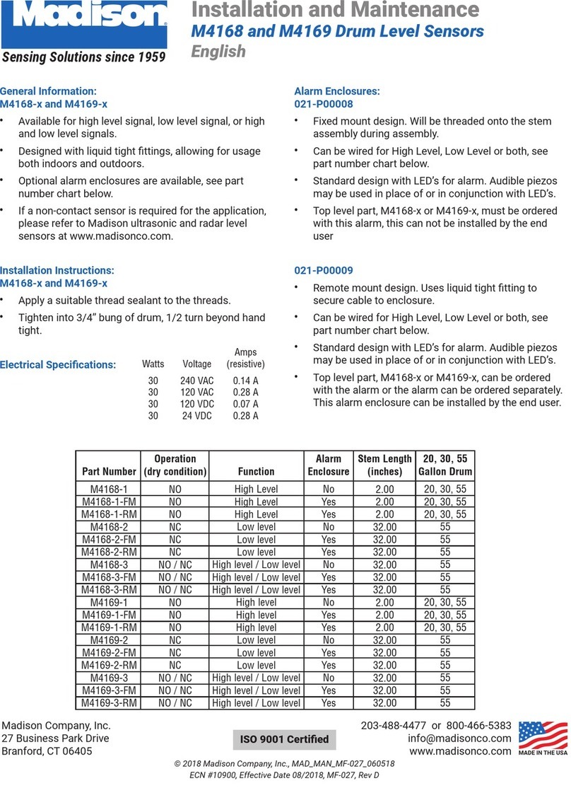 Madison M4168-1 Installation and Maintenance