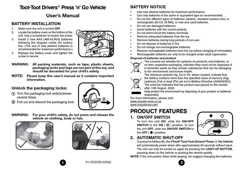 V-tech Toot-Toot Drivers Press ‘n’ Go Vehicle User manual