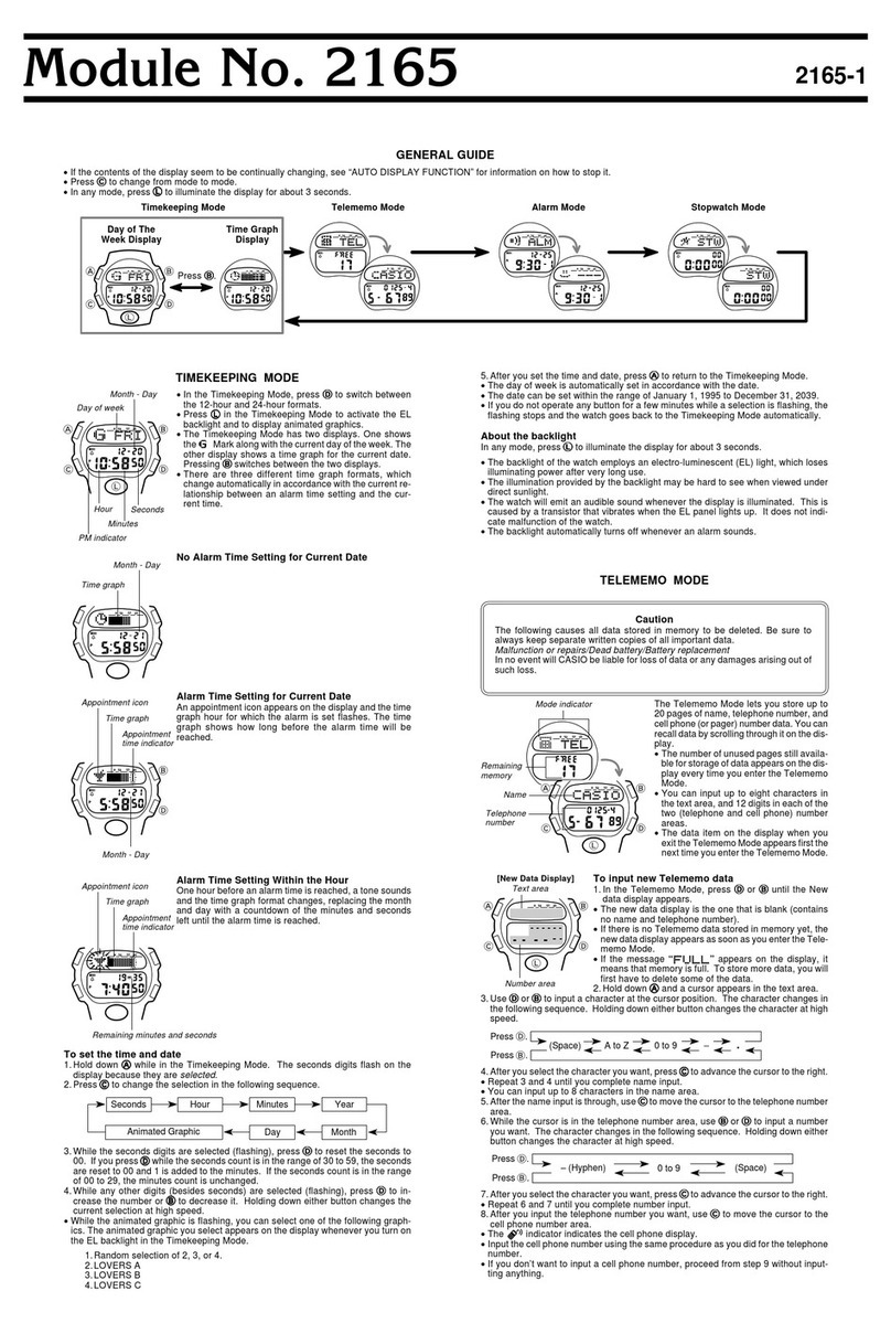Casio 2165 Configuration guide