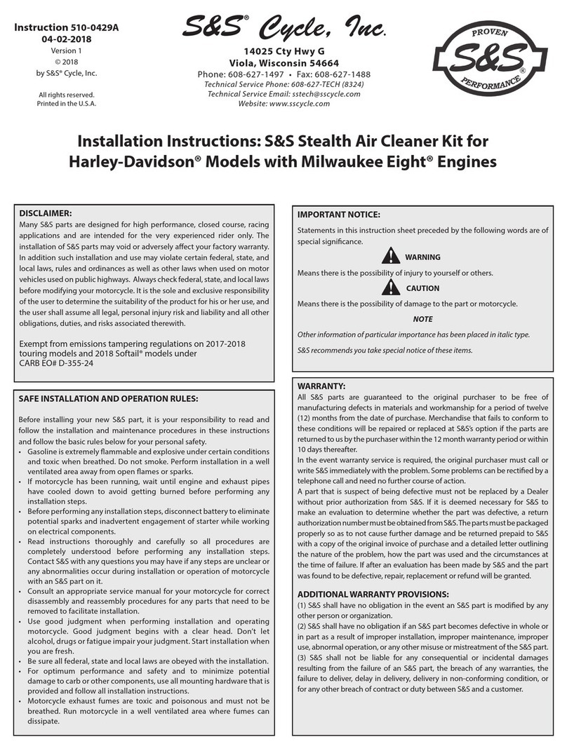 S&S Cycle Stealth Air Cleaner Kit installation instructions