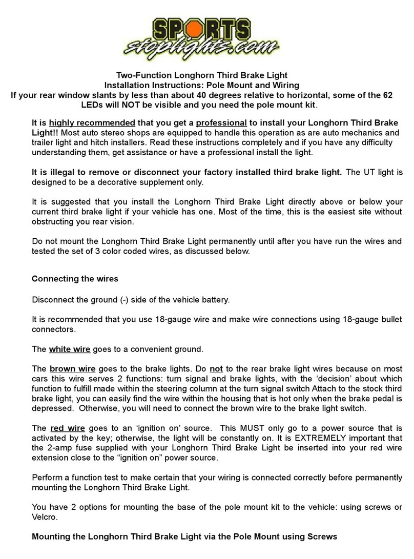 Sports Stop Lights Longhorn Third Brake Light installation instructions