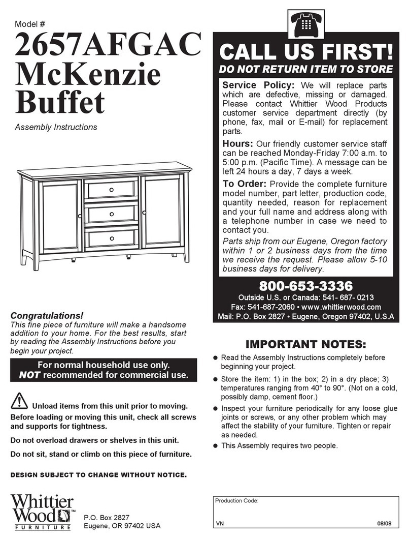 Whittier Wood 2657AFGAC Assembly instructions Whittier Wood 2657AFGAC Assembly instructions