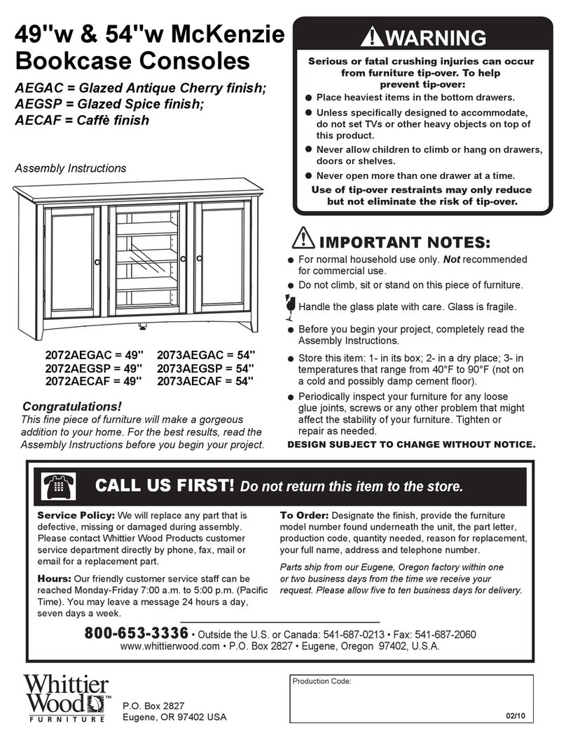Whittier Wood 2072AEGSP Assembly instructions