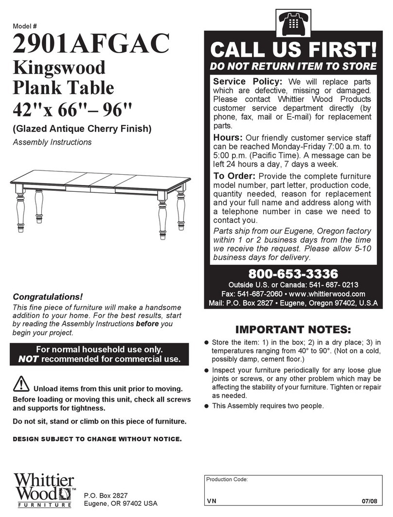 Whittier Wood 2901AFGAC Assembly instructions Whittier Wood 2901AFGAC Assembly instructions
