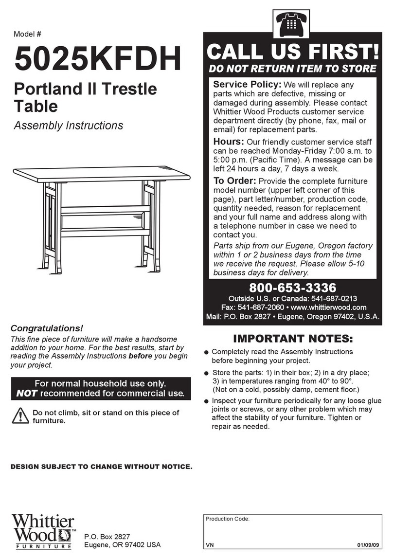 Whittier Wood 5025KFDH Assembly instructions