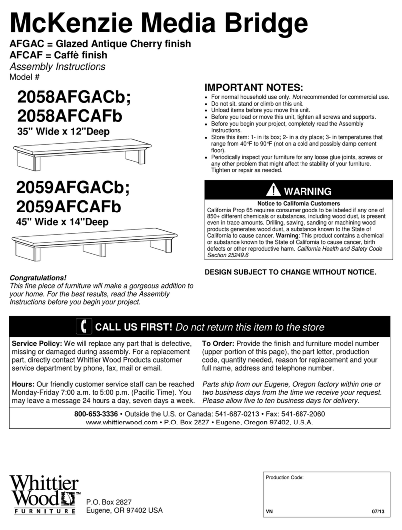 Whittier Wood 2058AFCAFb Assembly instructions