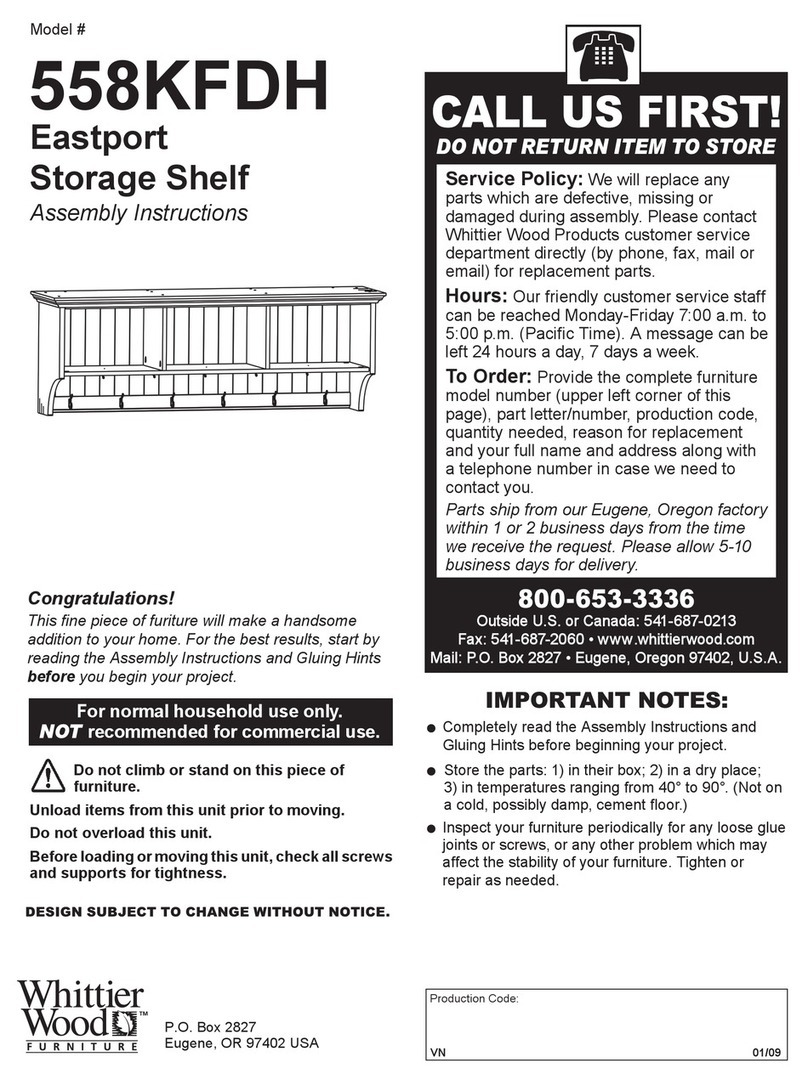 Whittier Wood 558KFDH Assembly instructions